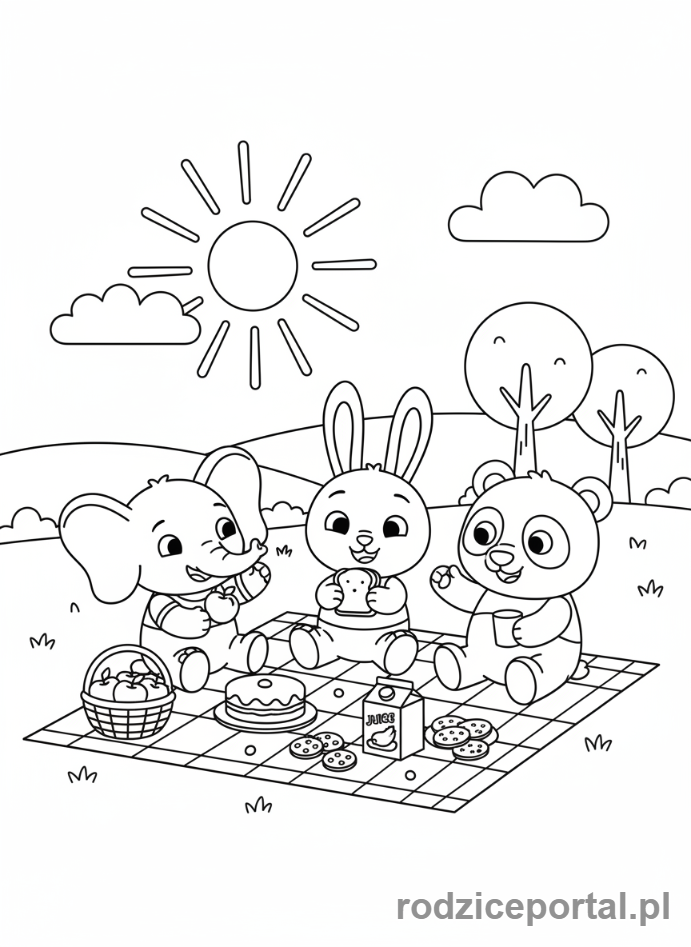 Kolorowanka Bing - Bing i przyjaciele na pikniku