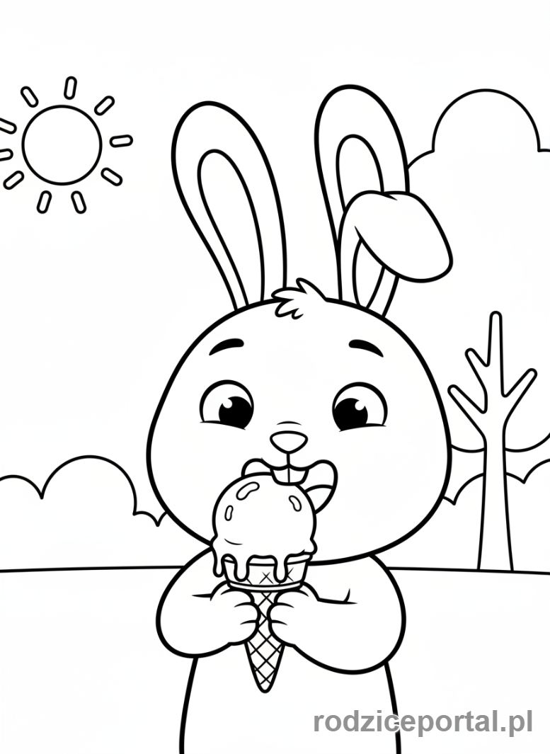 Kolorowanka Bing - Bing je lody