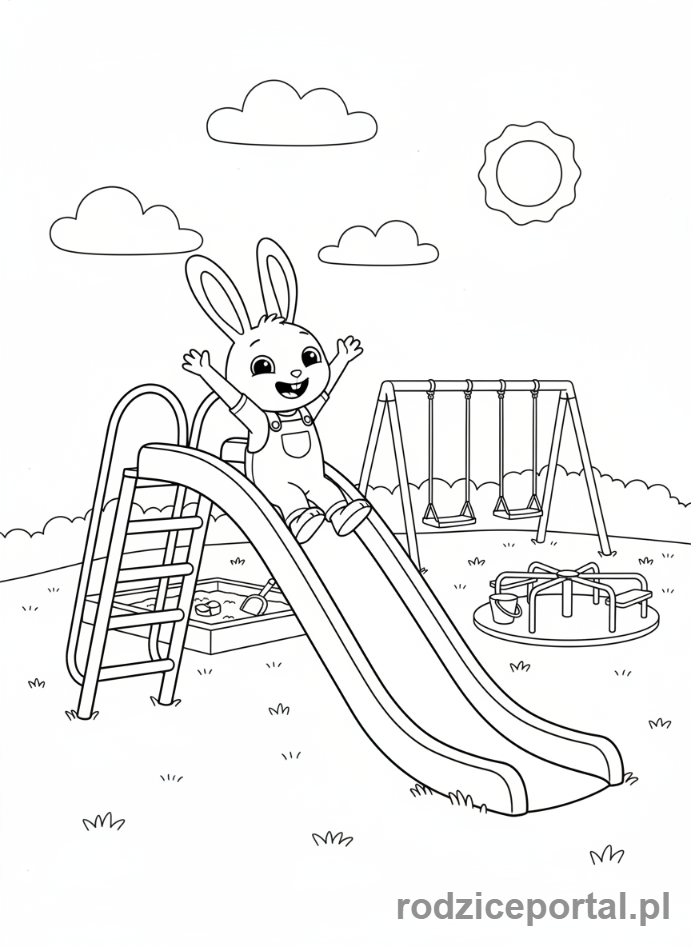 Kolorowanka Bing - Bing na placu zabaw