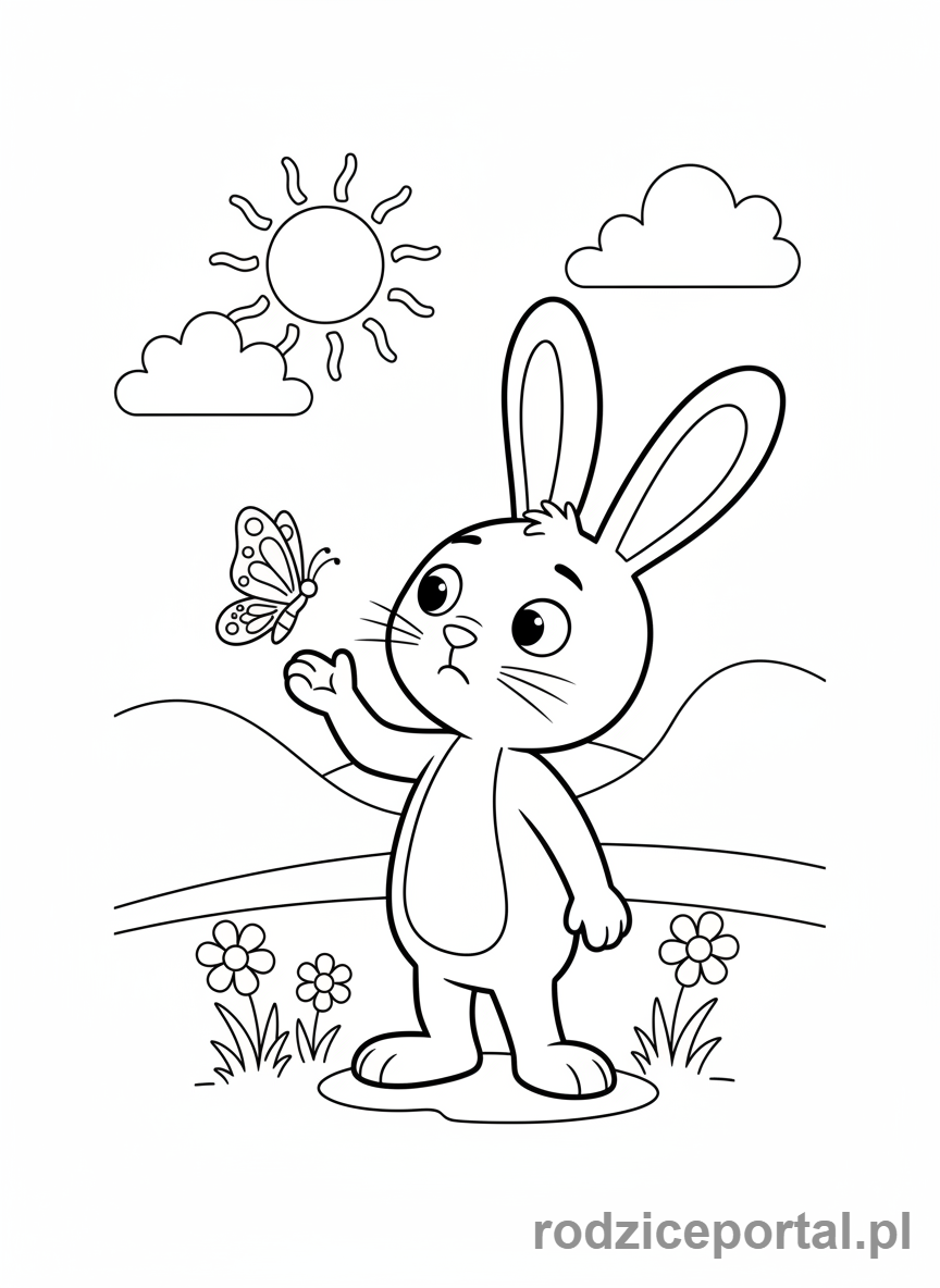 Kolorowanka Bing - Bing ogląda motyla