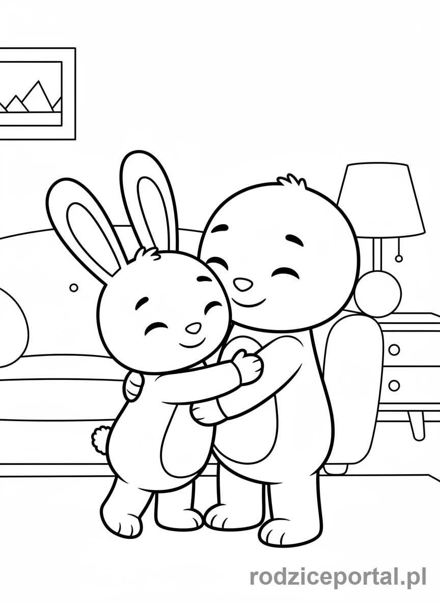 Kolorowanka Bing - Bing przytula Flopa