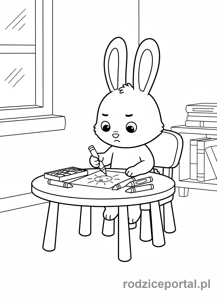 Kolorowanka Bing - Bing rysuje obrazek