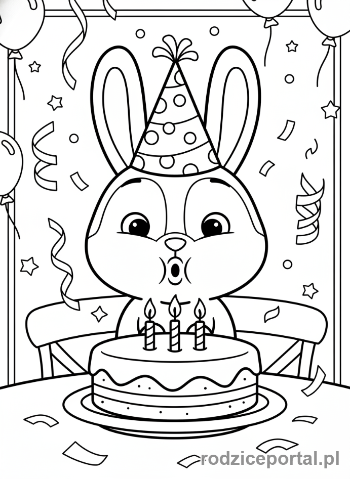 Kolorowanka Bing - Bing świętuje urodziny