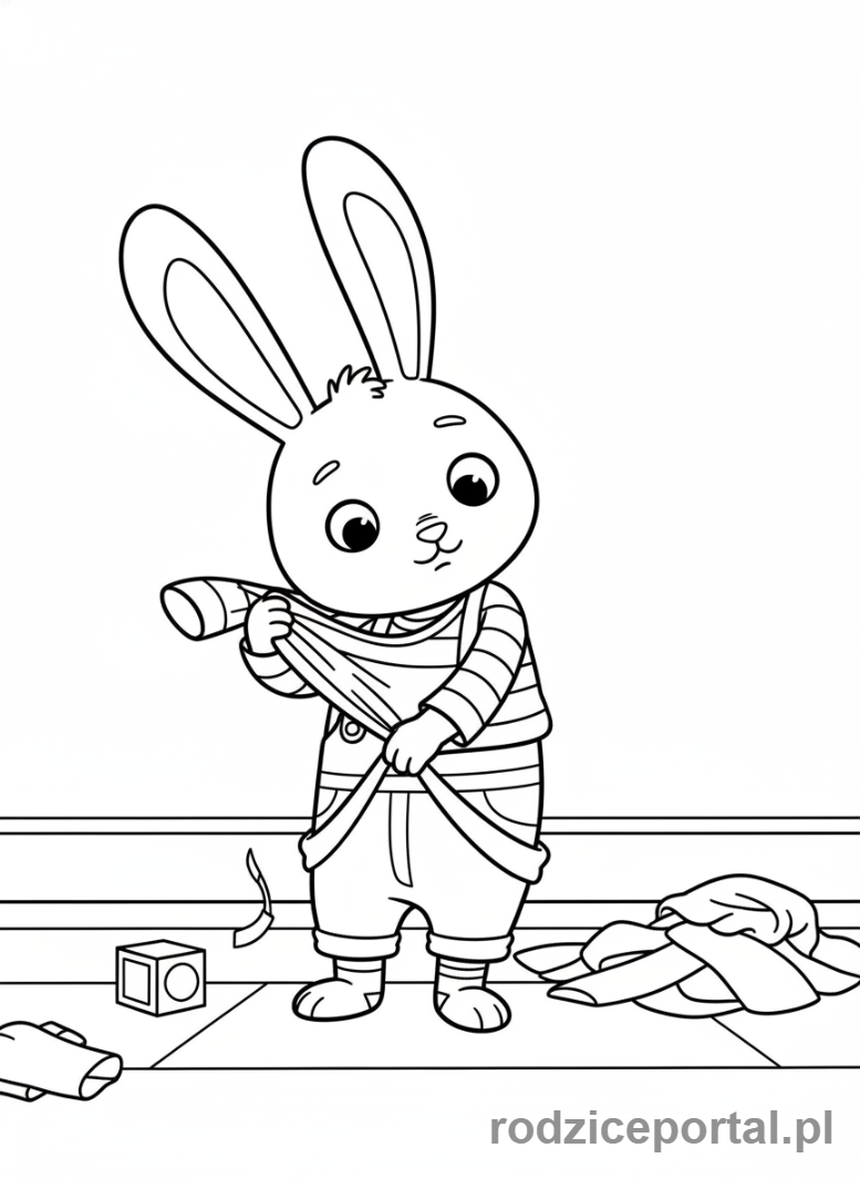 Kolorowanka Bing - Bing ubiera się sam