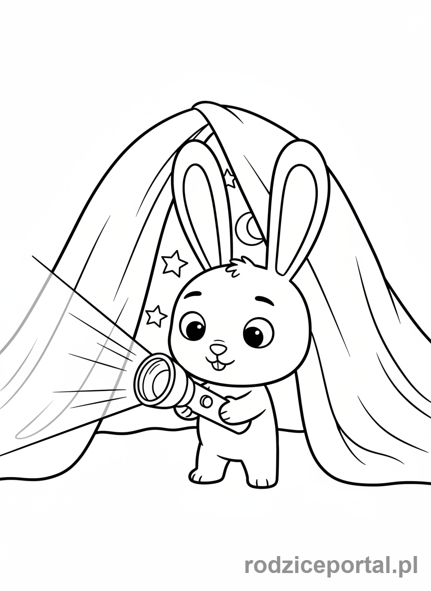 Kolorowanka Bing - Bing z latarką w namiocie