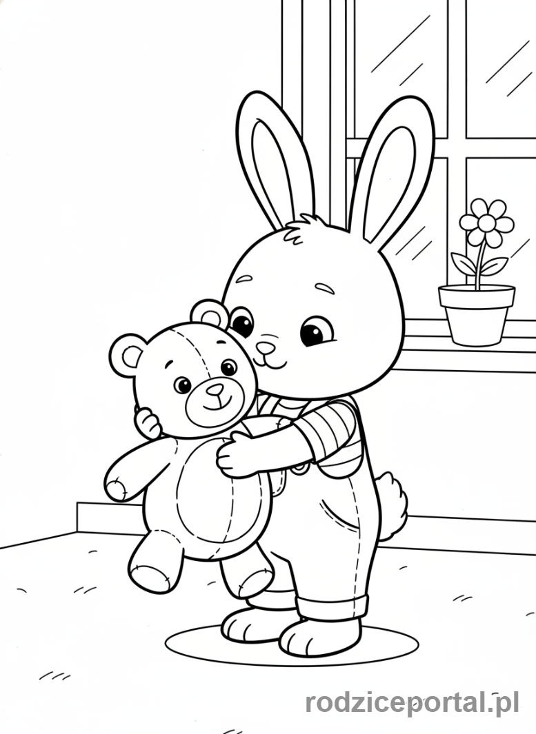 Kolorowanka Bing - Bing z misiem Flopa