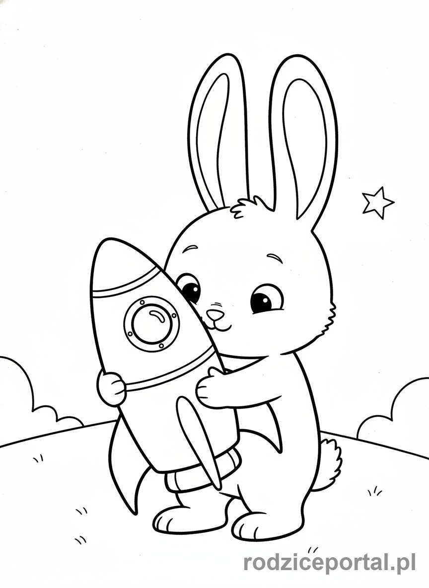 Kolorowanka Bing - Bing z pluszowym Hoppity Voosh