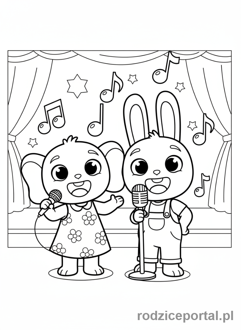 Kolorowanka Bing - Coco i Bing śpiewają