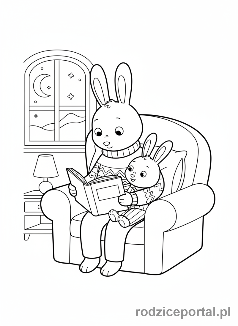 Kolorowanka Bing - Flop czyta bajkę na dobranoc Bingowi