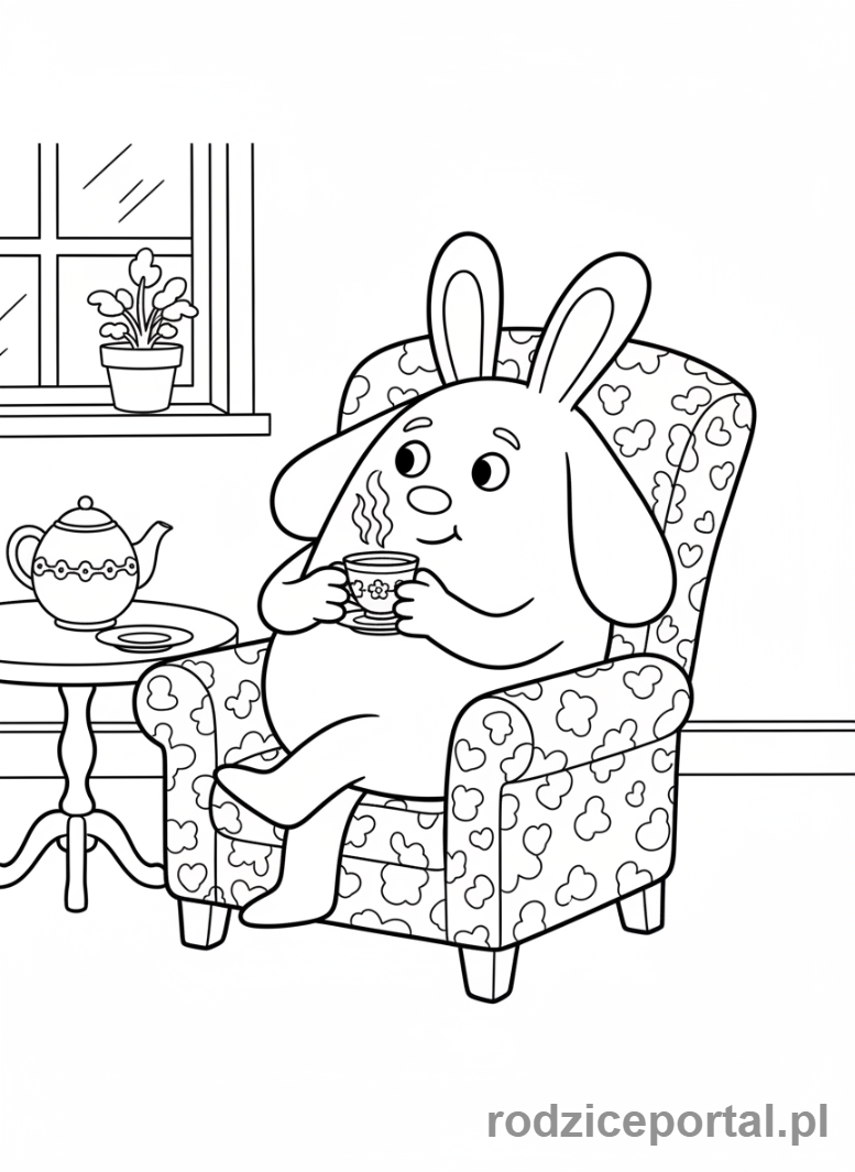 Kolorowanka Bing - Flop pije herbatę