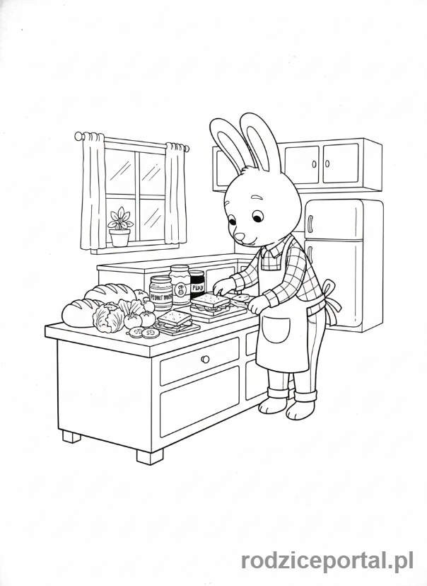 Kolorowanka Bing - Flop robi kanapki