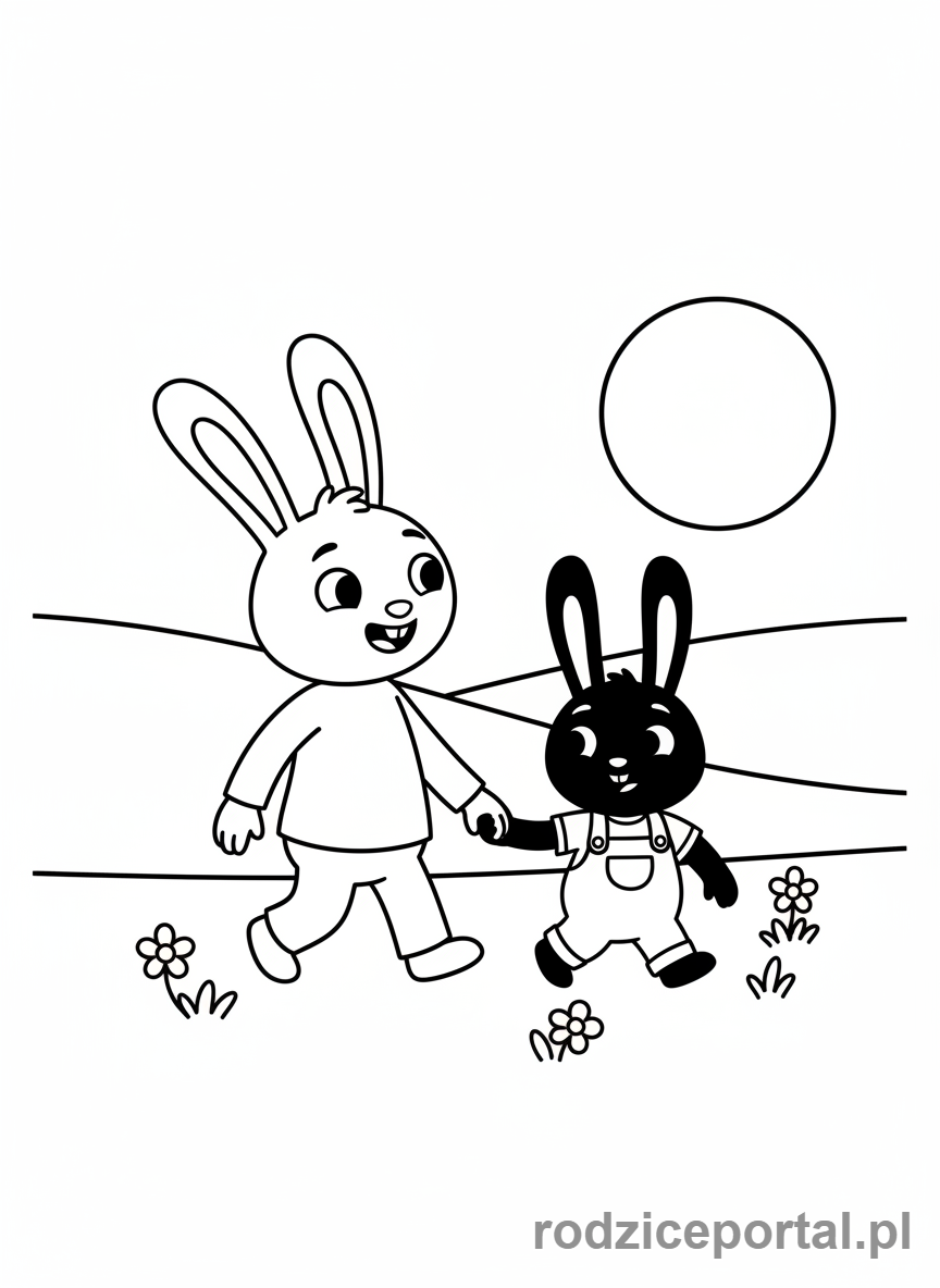 Kolorowanka Bing - Flop trzymający Binga za rękę