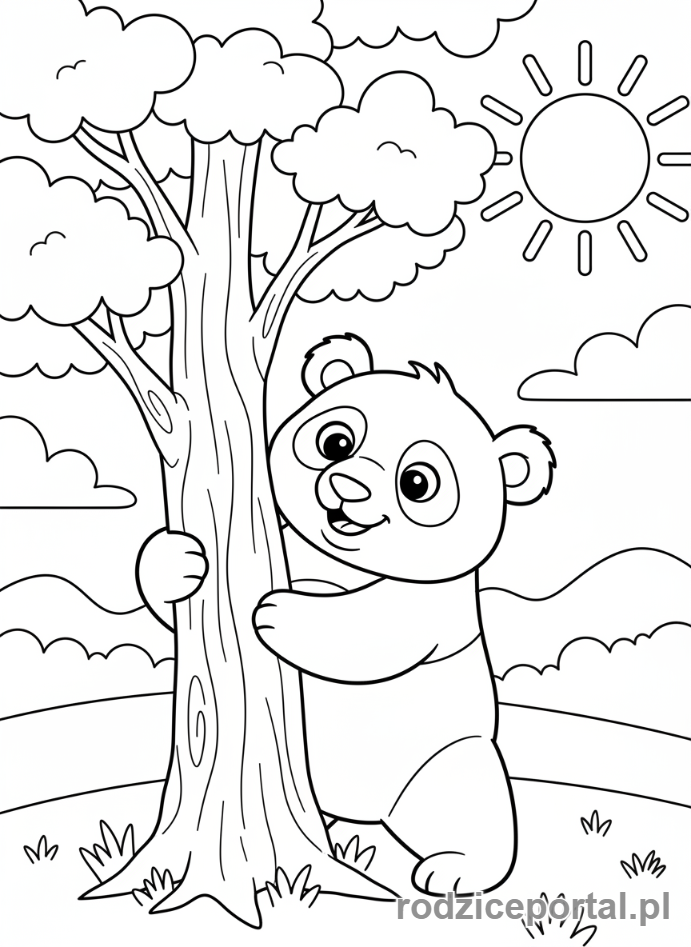 Kolorowanka Bing - Pando bawi się w chowanego