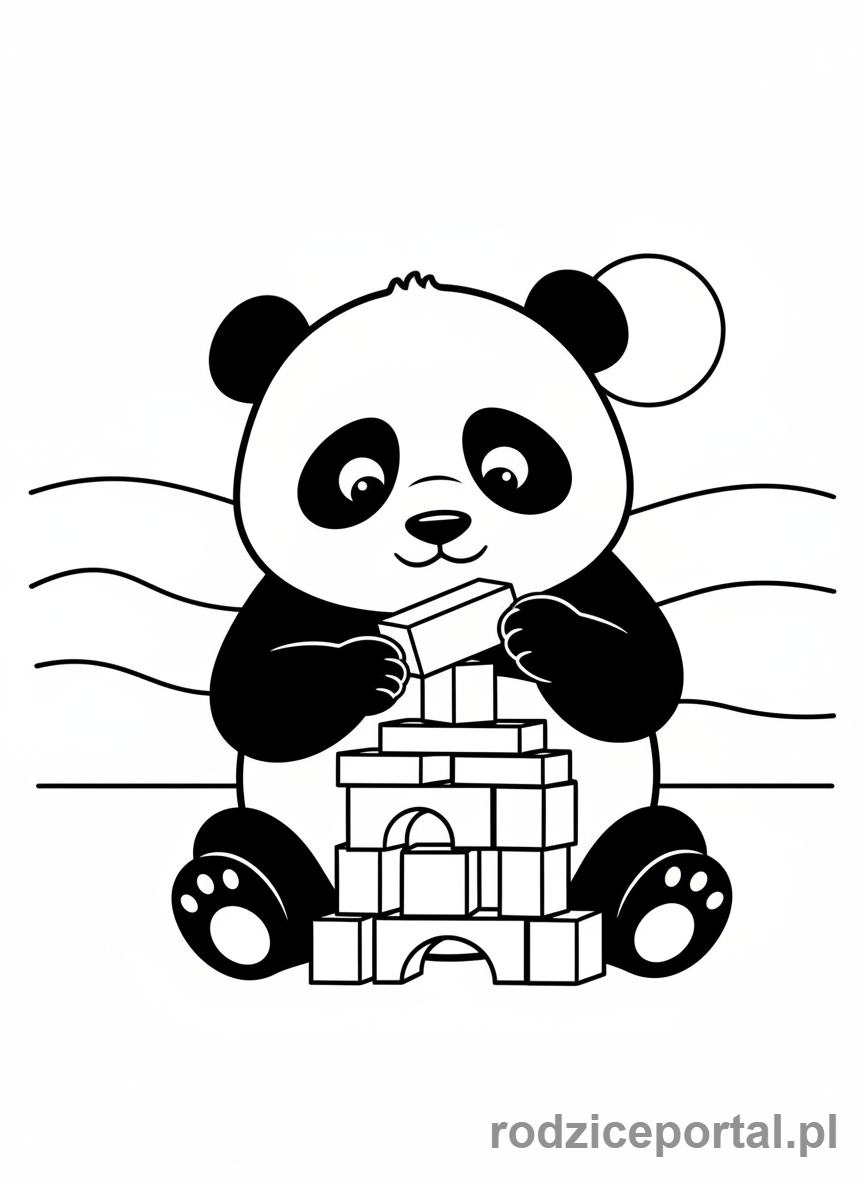 Kolorowanka Bing - Pando buduje z klocków