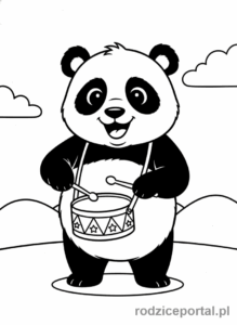 Kolorowanka Bing - Pando gra na bębenku