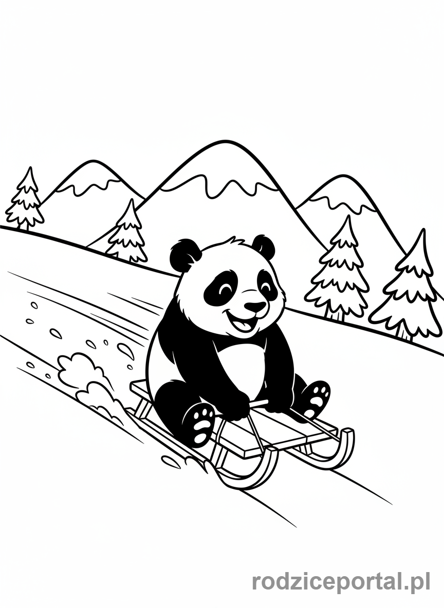 Kolorowanka Bing - Pando na sankach