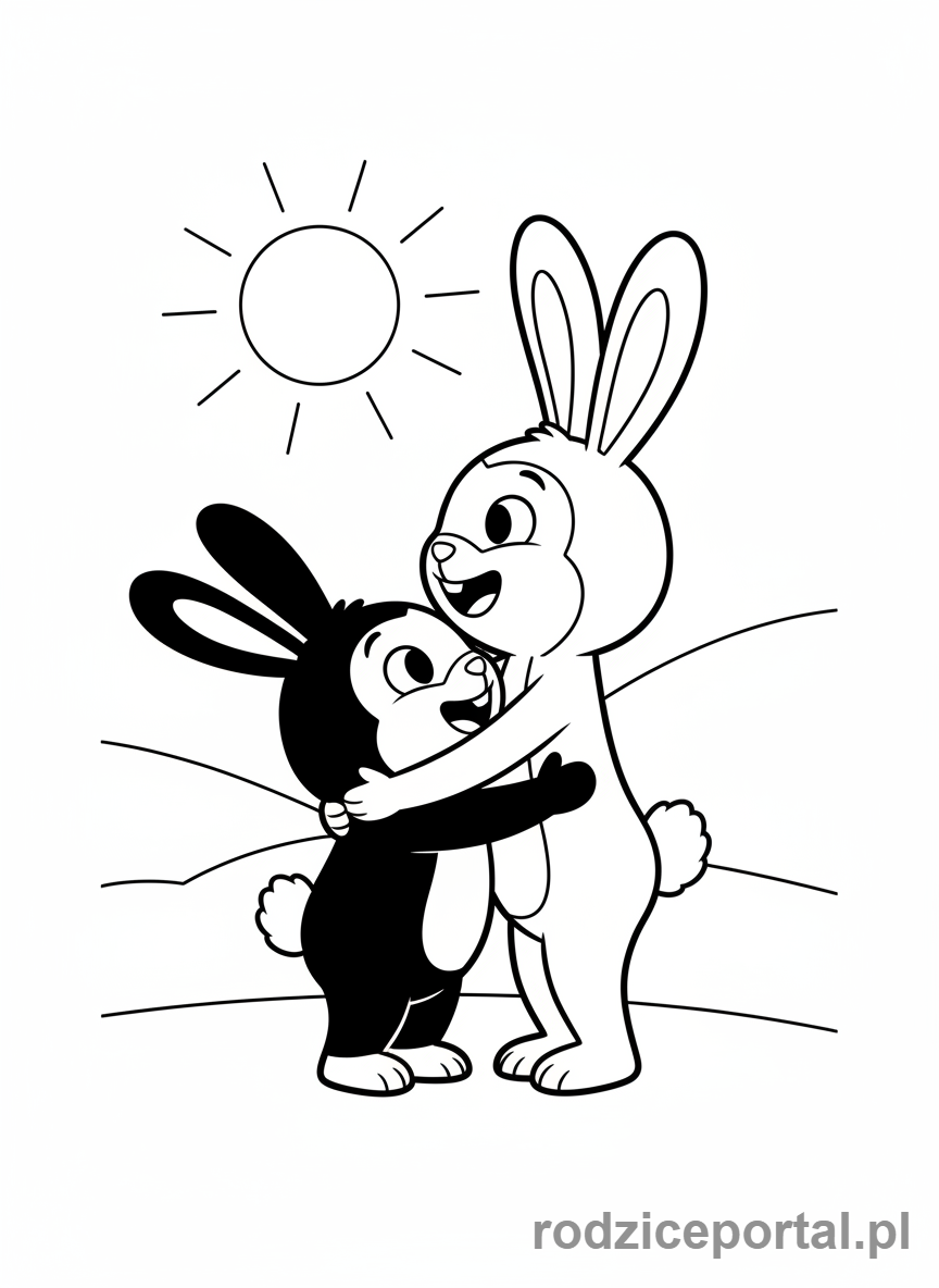 Kolorowanka Bing - Sula daje przytulasa Bingowi