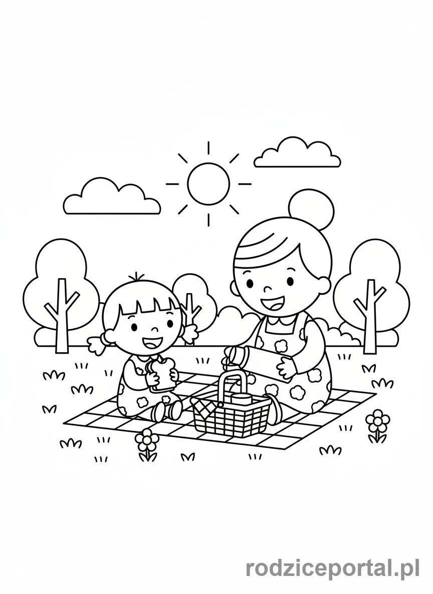 Kolorowanka Bing - Sula i Amma na pikniku