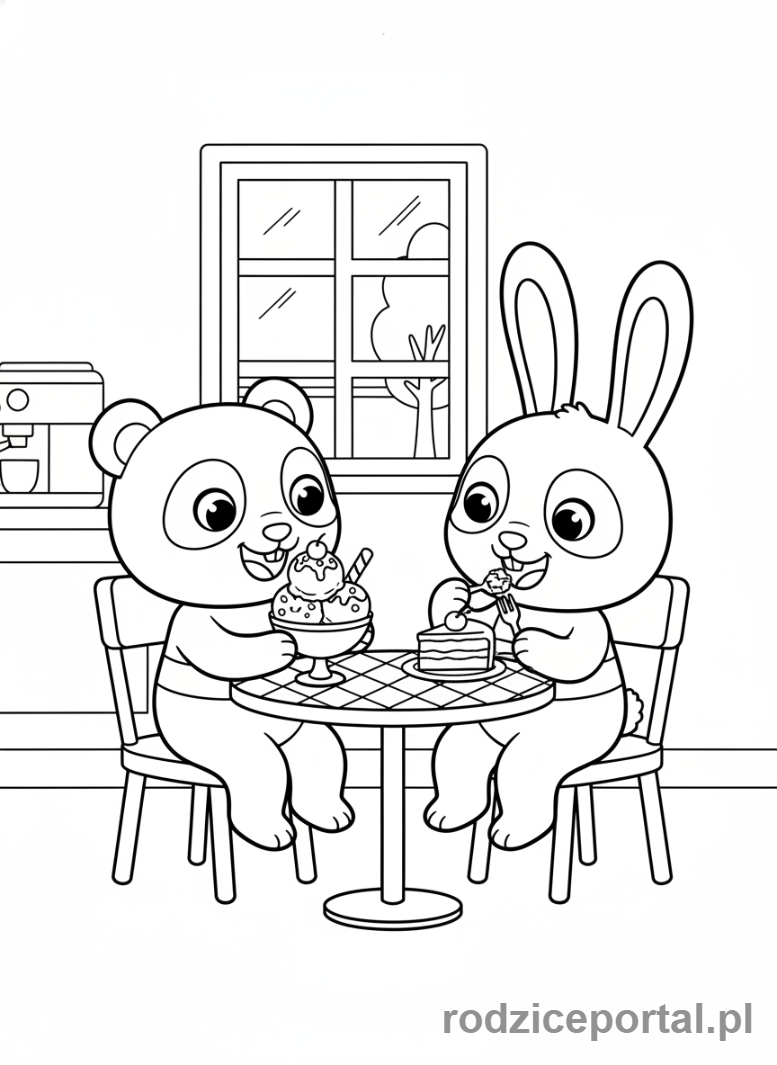 Kolorowanka Bing - Sula i Bing w kafejce