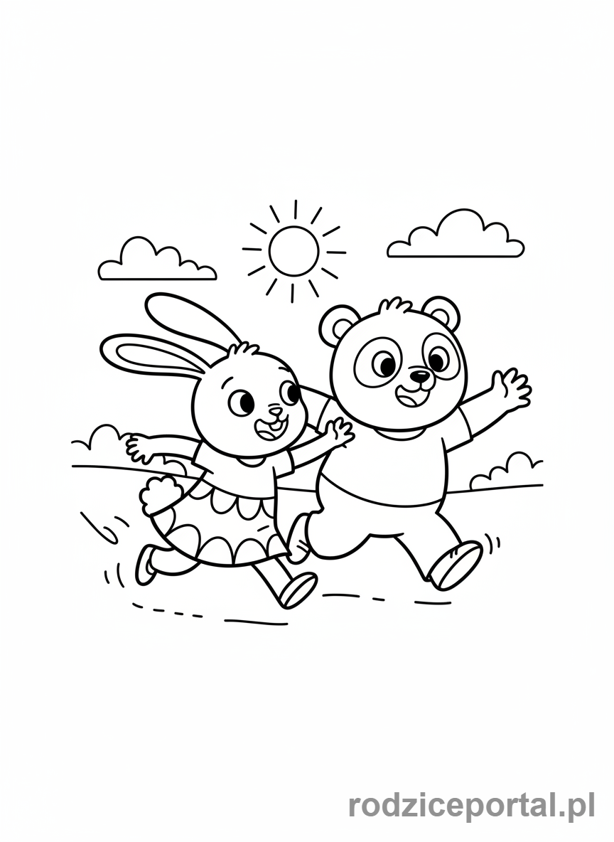 Kolorowanka Bing - Sula i Pando grają w berka