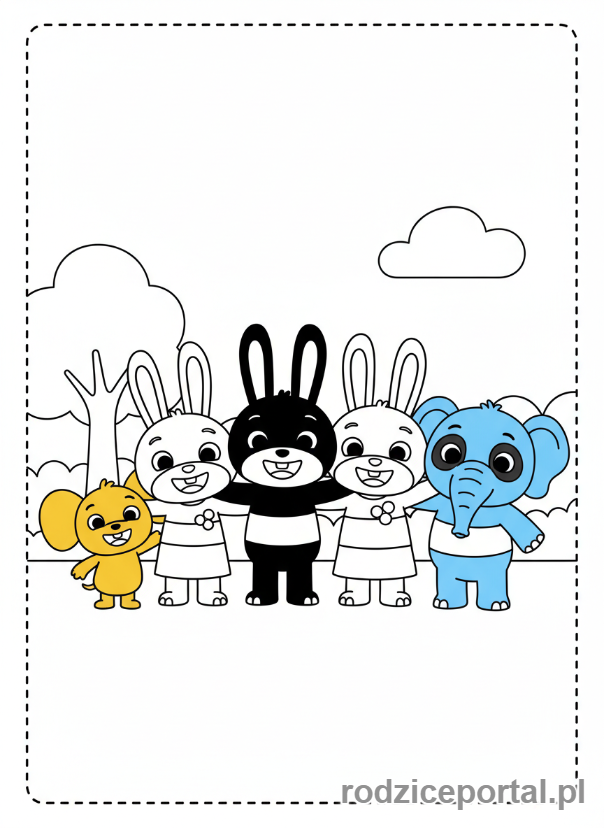 Kolorowanka Bing - Wszyscy przyjaciele Binga razem