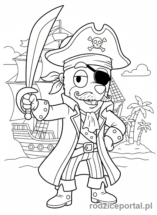 Kolorowanka Bluey - Bandit jako pirat