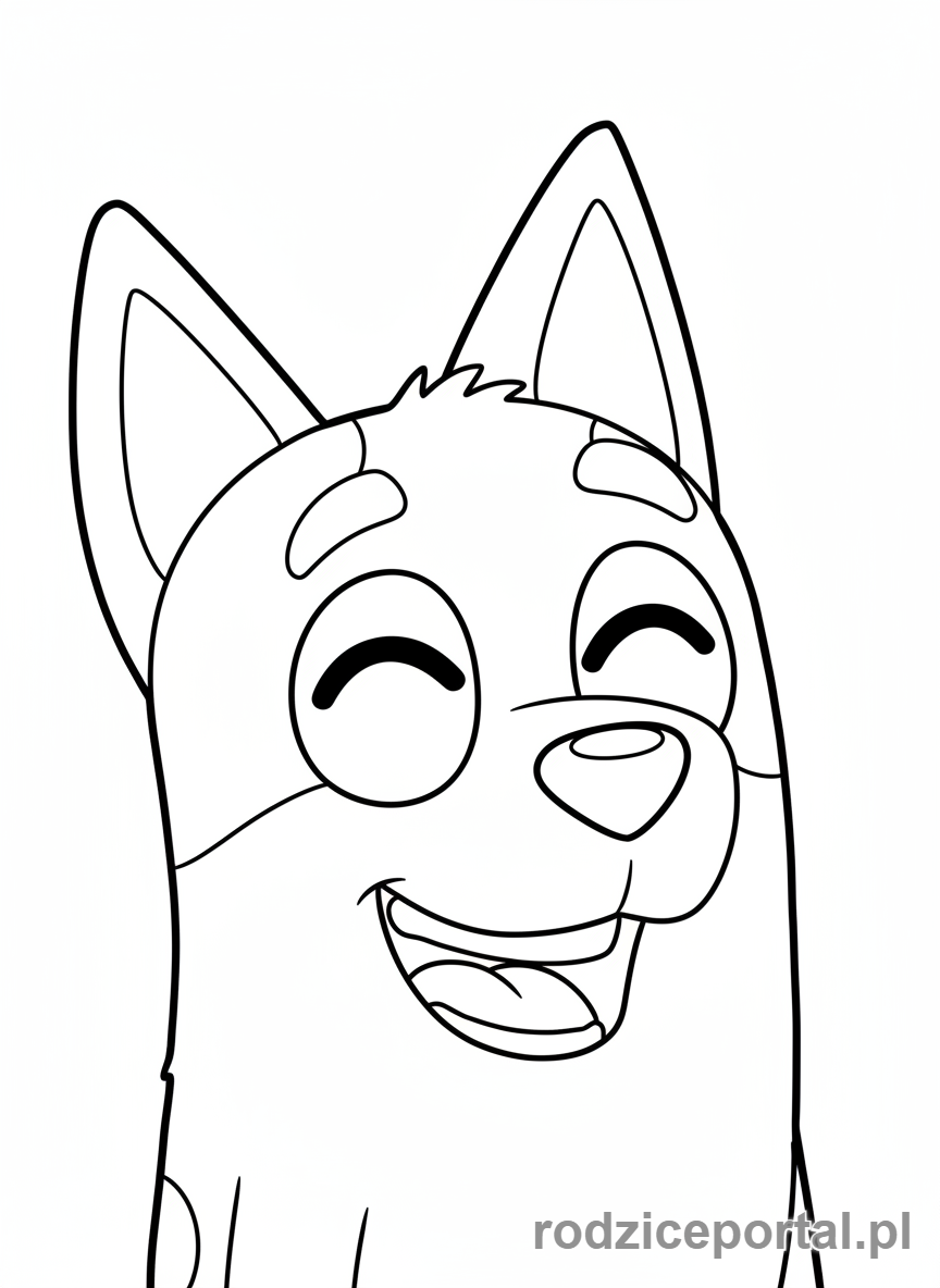 Kolorowanka Bluey - Bingo śmiejąca się głośno.