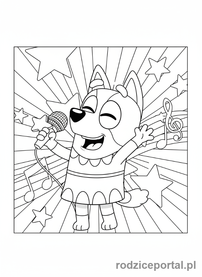 Kolorowanka Bluey - Bingo śpiewająca do mikrofonu