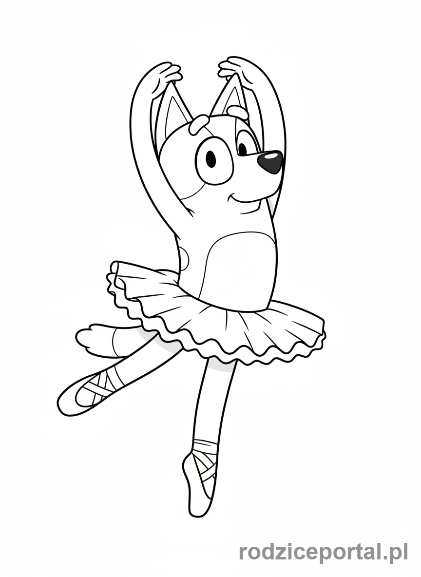 Kolorowanka Bluey - Bingo tańcząca balet