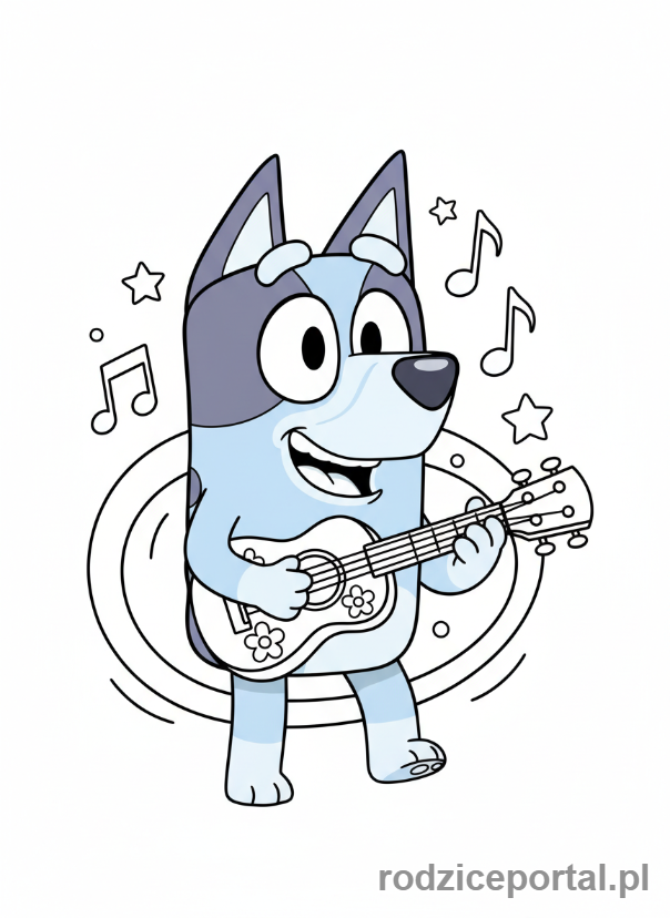 Kolorowanka Bluey - Bluey grająca na instrumencie