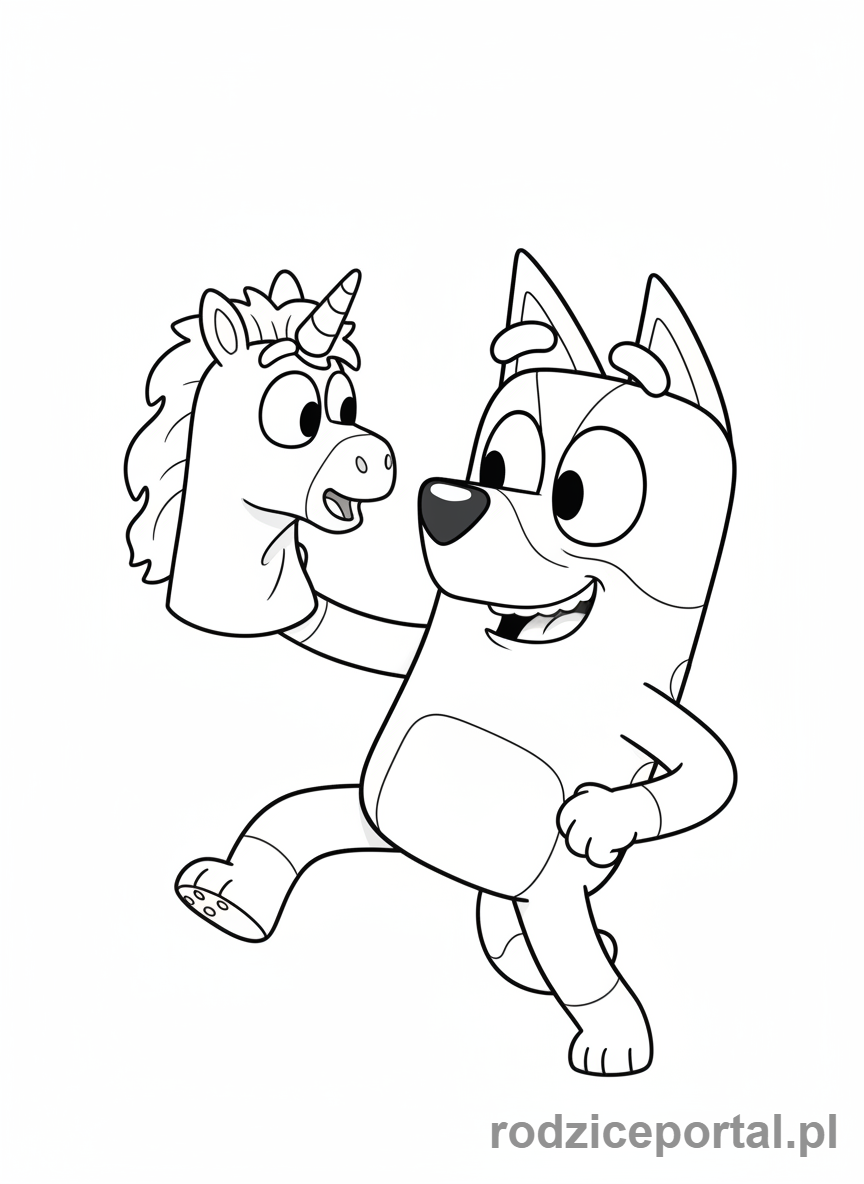 Kolorowanka Bluey - Bluey z pluszowym Unicorse