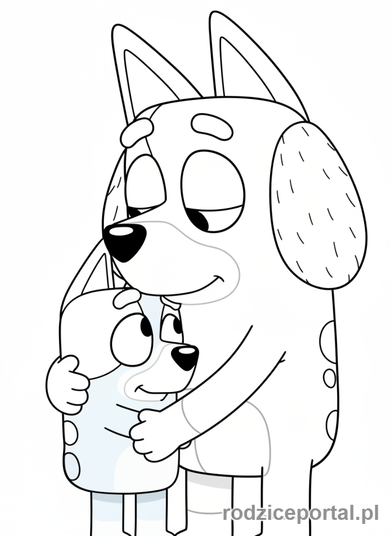 Kolorowanka Bluey - Chilli pocieszająca Bluey