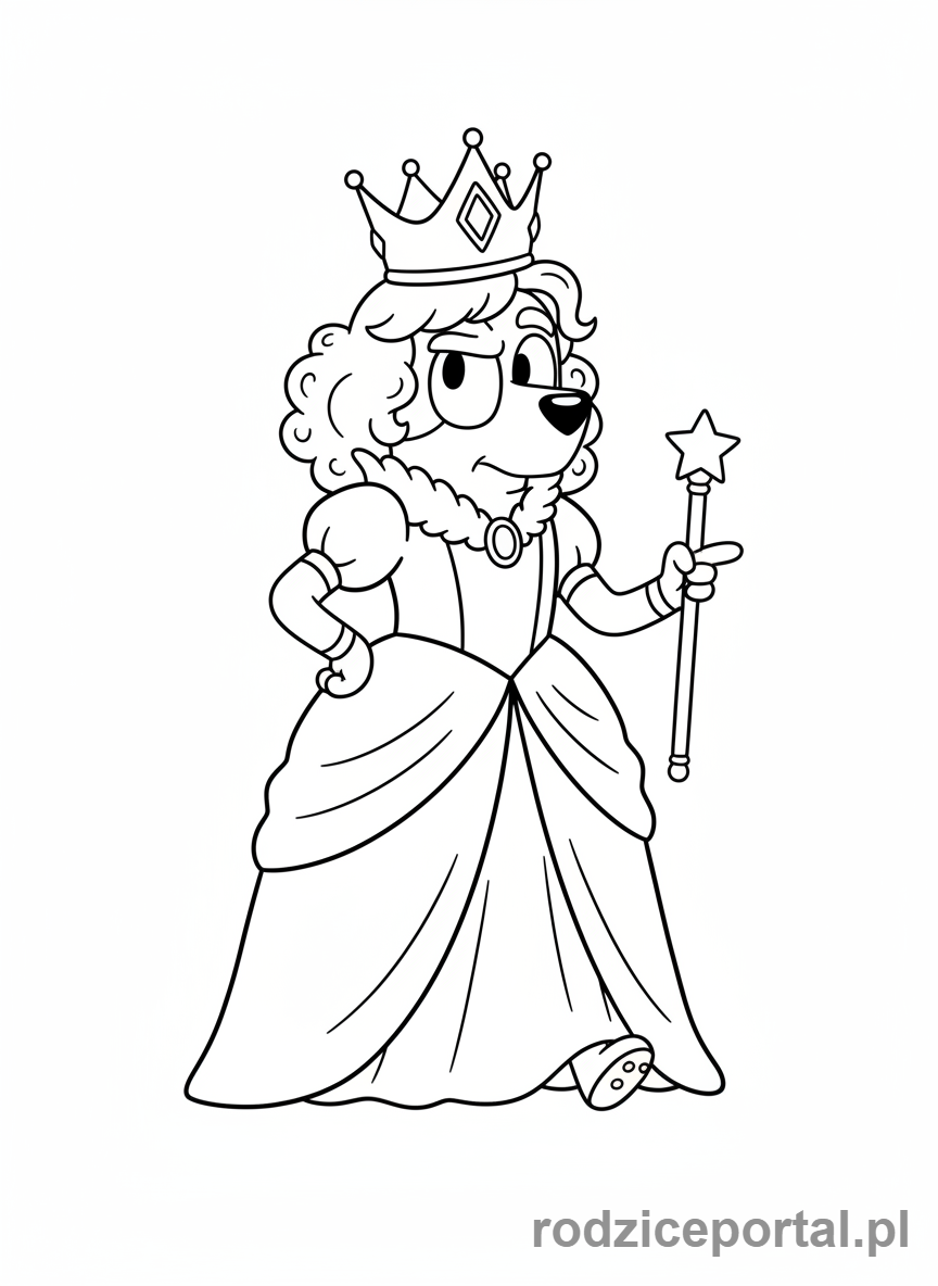 Kolorowanka Bluey - Muffin jako księżniczka