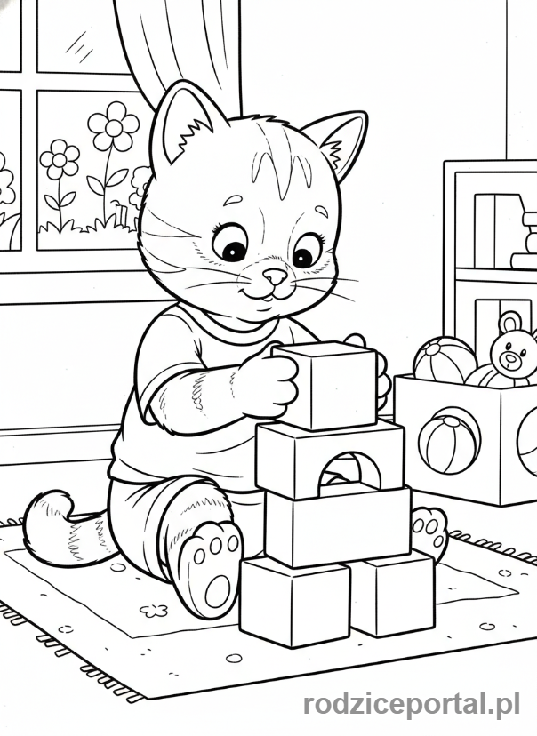 Kolorowanka Bluey - Socks bawiąca się klockami