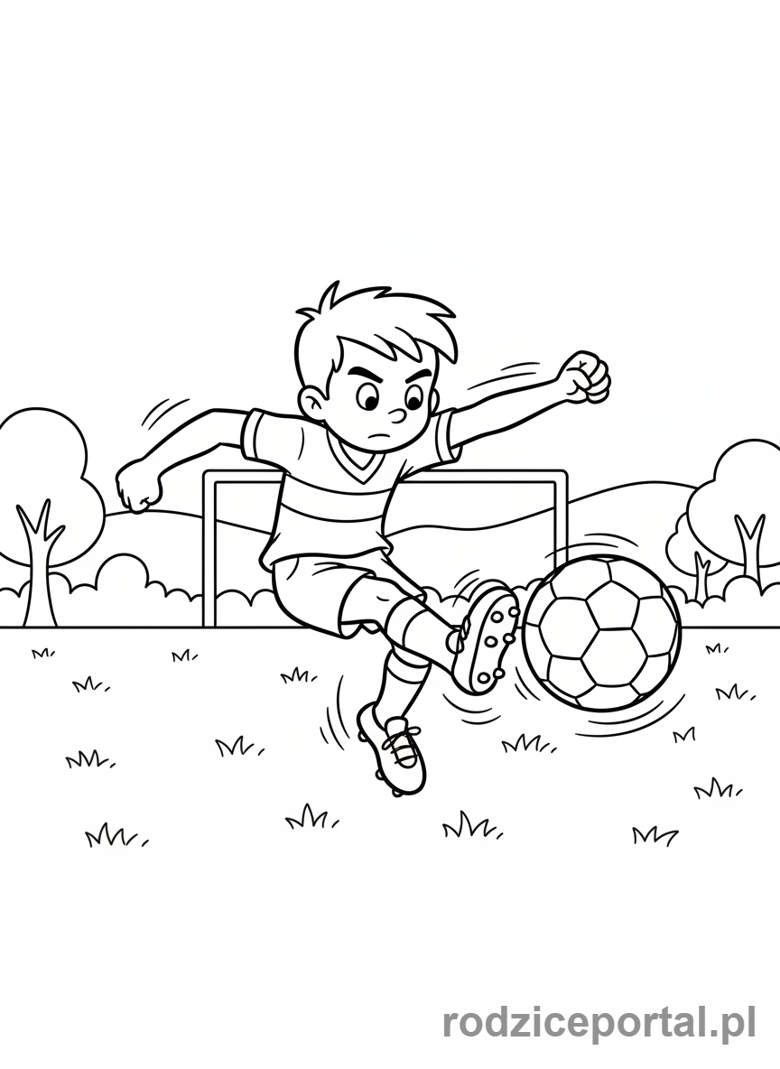 Kolorowanka Bolek I Lolek - Bolek grający w piłkę nożną.