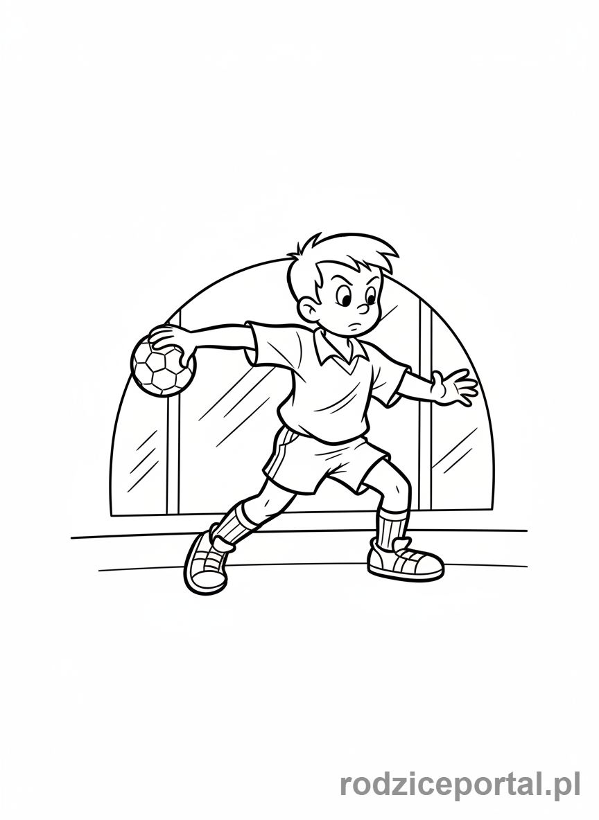 Kolorowanka Bolek I Lolek - Bolek grający w piłkę ręczną.