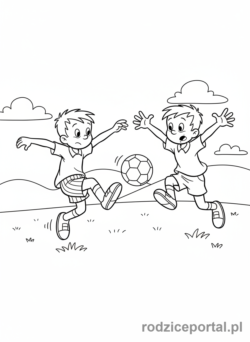 Kolorowanka Bolek I Lolek - Bolek i Lolek grający w piłkę nożną