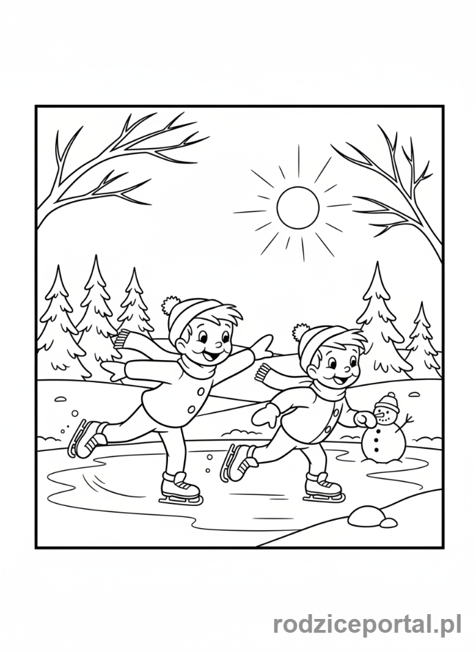 Kolorowanka Bolek I Lolek - Bolek i Lolek na łyżwach.