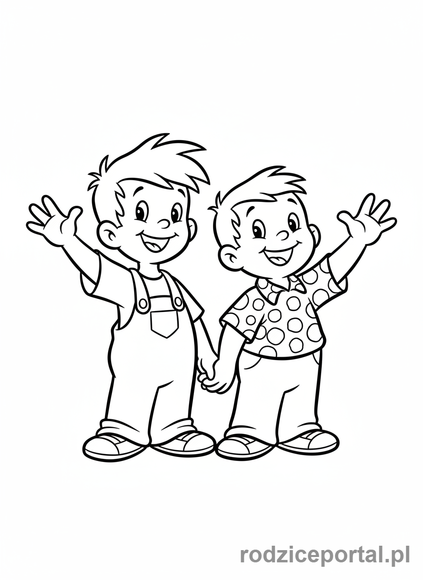 Kolorowanka Bolek I Lolek - Bolek i Lolek witający się uśmiechnięci