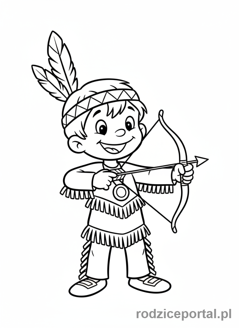 Kolorowanka Bolek I Lolek - Bolek przebrany za Indianina.