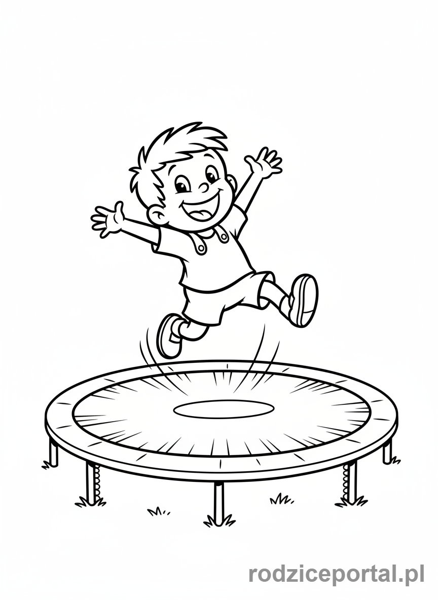 Kolorowanka Bolek I Lolek - Bolek skaczący na trampolinie.