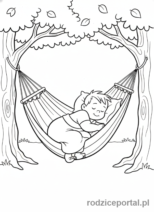 Kolorowanka Bolek I Lolek - Bolek śpiący w hamaku.