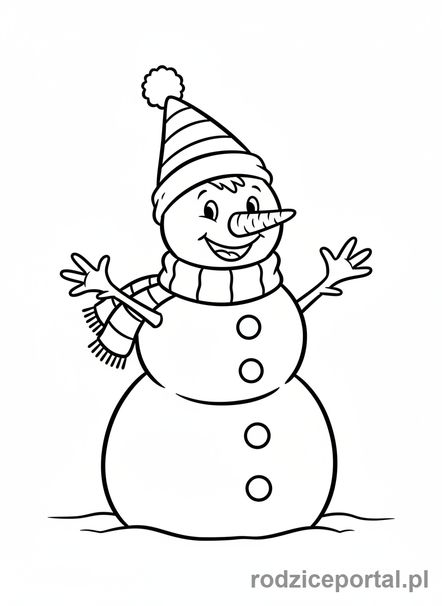 Kolorowanka Bolek I Lolek - Bolek zrobiony ze śniegu (bałwan).