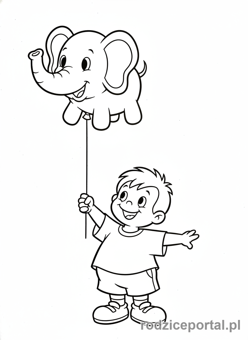 Kolorowanka Bolek I Lolek - Lolek z balonem w kształcie zwierzęcia.