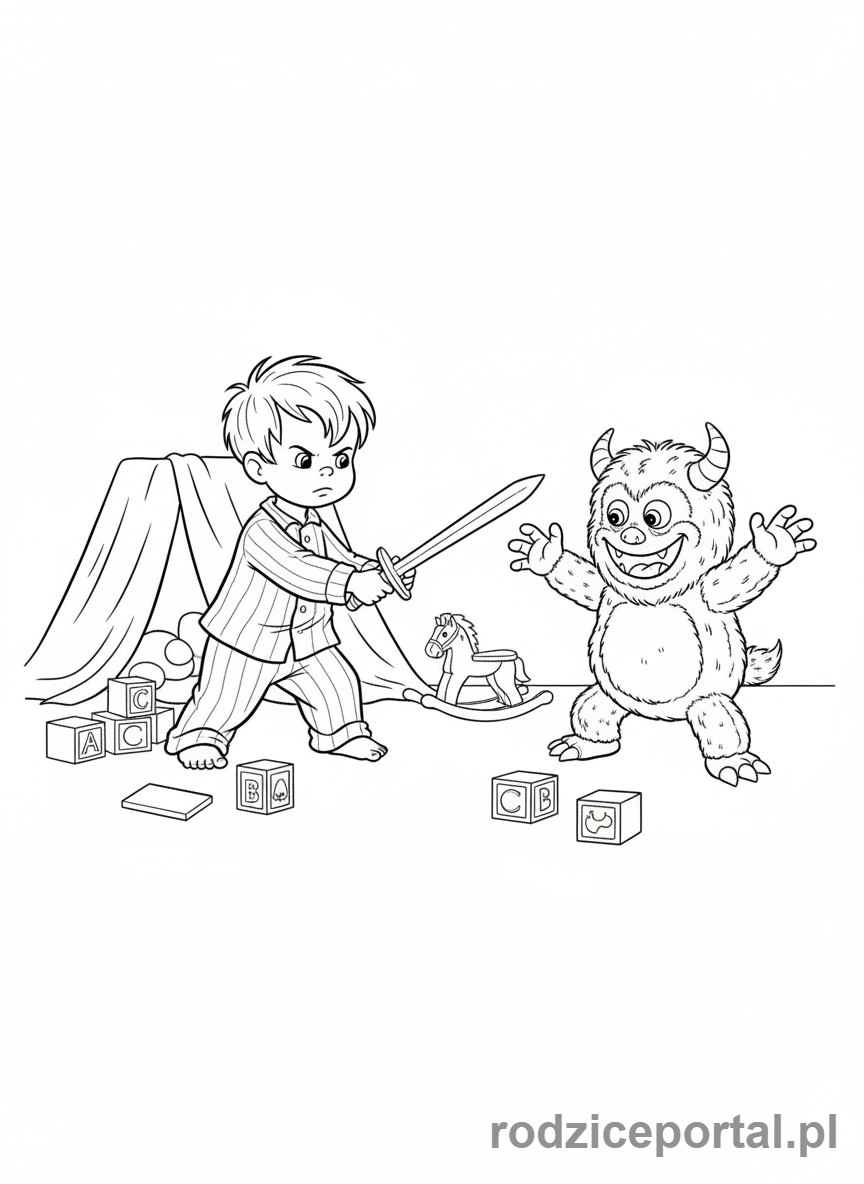 Kolorowanka Bolek I Lolek - Lolek zagrażający potworowi (zabawka).