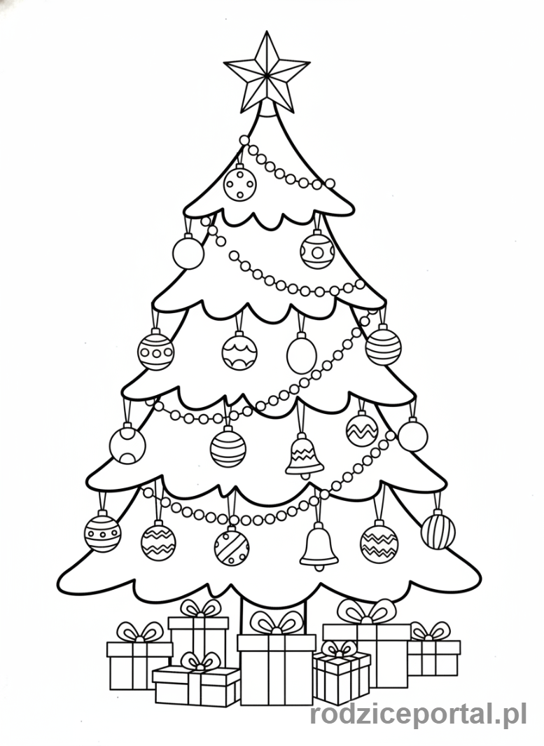 Kolorowanka Boże Narodzenie - Choinka z bombkami
