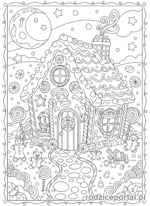 Kolorowanka Boże Narodzenie - Domek z piernika