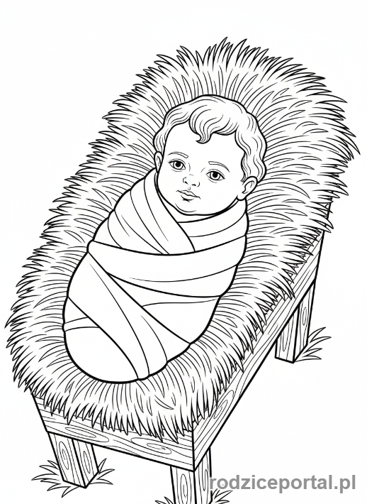 Kolorowanka Boże Narodzenie - Dzieciątko Jezus w żłóbku