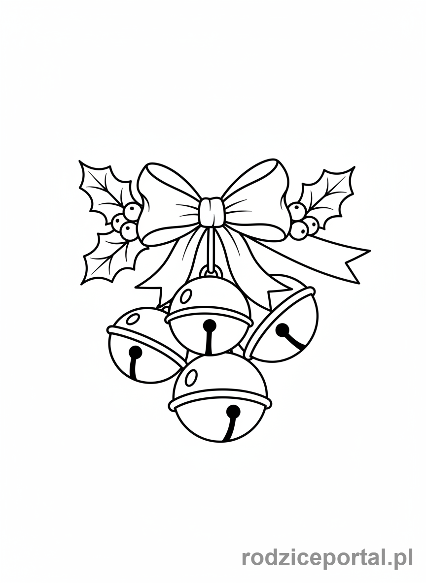 Kolorowanka Boże Narodzenie - Dzwoneczki i ostrokrzew