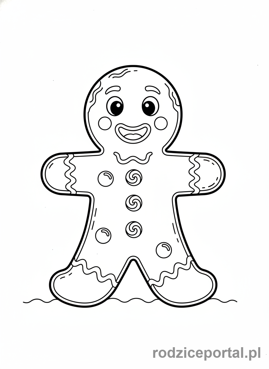 Kolorowanka Boże Narodzenie - Piernikowy ludzik z uśmiechem